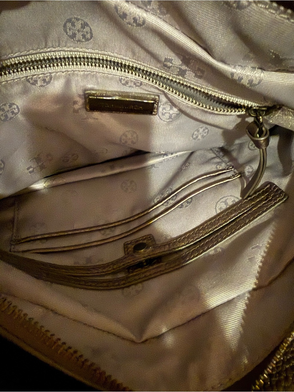 🩶 Tory Burch Metallic Pewter Leather Satchel with Tassels 🩶 - Picture 7 of 12
